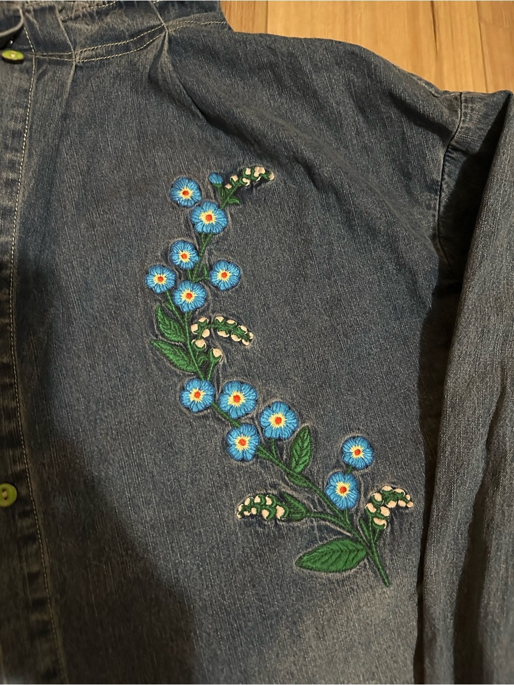 Embroidered Blue Denim Jacket - Picture 2 of 3